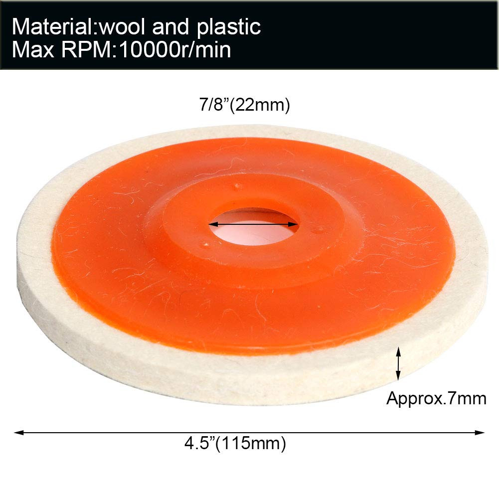 4.5" x 7/8" Inch Wool Felt Disc Polishing Buffing Wheel Pad 4.5 inch 7pcs gallery