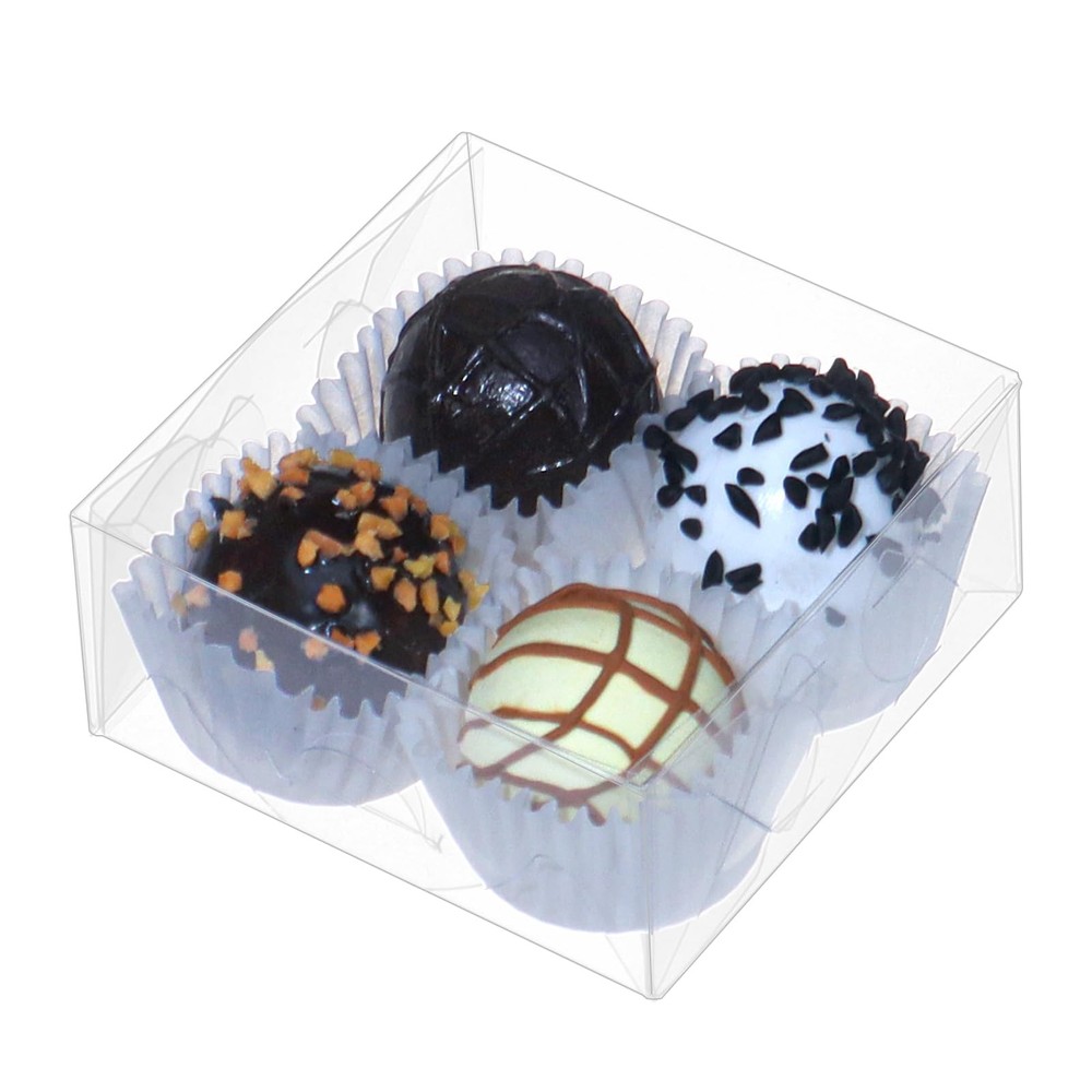 25 PCS Clear Chocolate Truffle Boxes, 3x3x1 inches, Holds 4, Bakery, Gift
