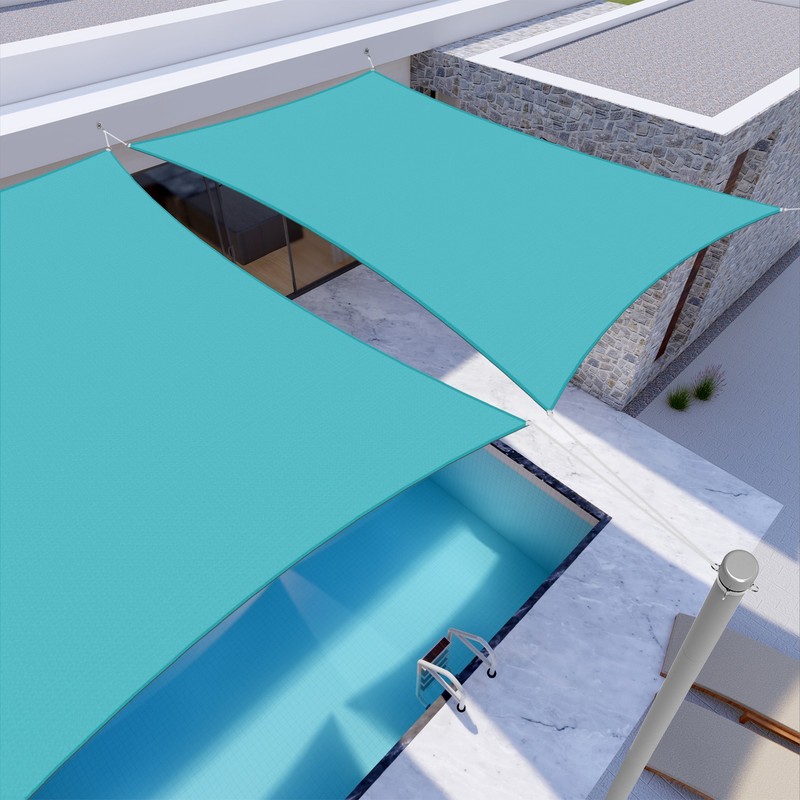 Turquoise Waterproof Sun Shade Sail Rectangle Awning Top Canopy Custom 5'-24' FT gallery