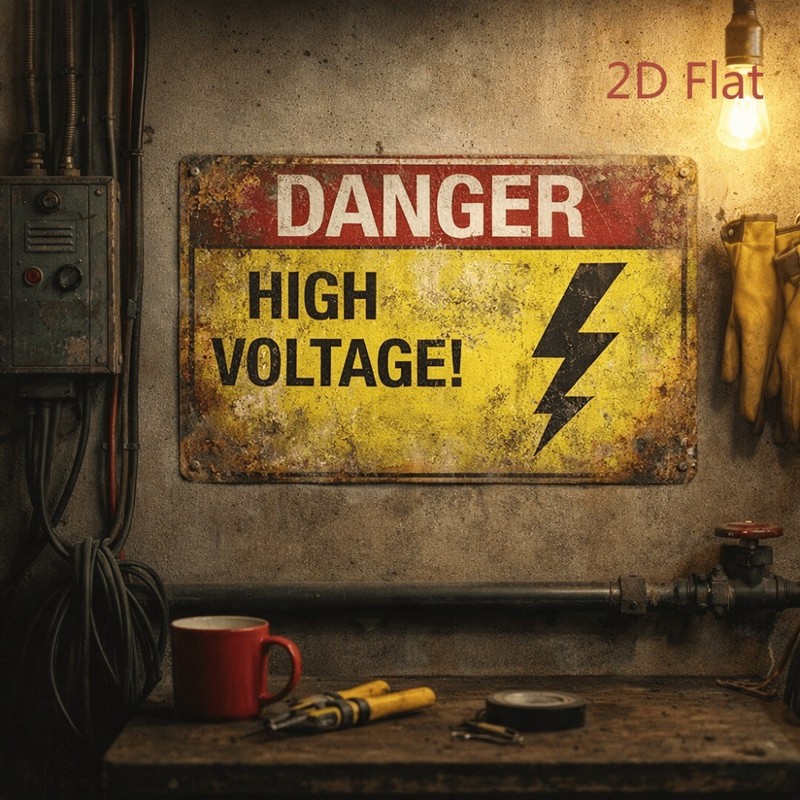 2D DANGER HIGH VOLTAGE Rusty Metal Sign Lightning Bolt gallery