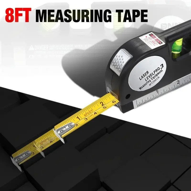 Multipurpose Laser Level Vertical Horizon Measuring Tape Aligner Metric Rulers gallery