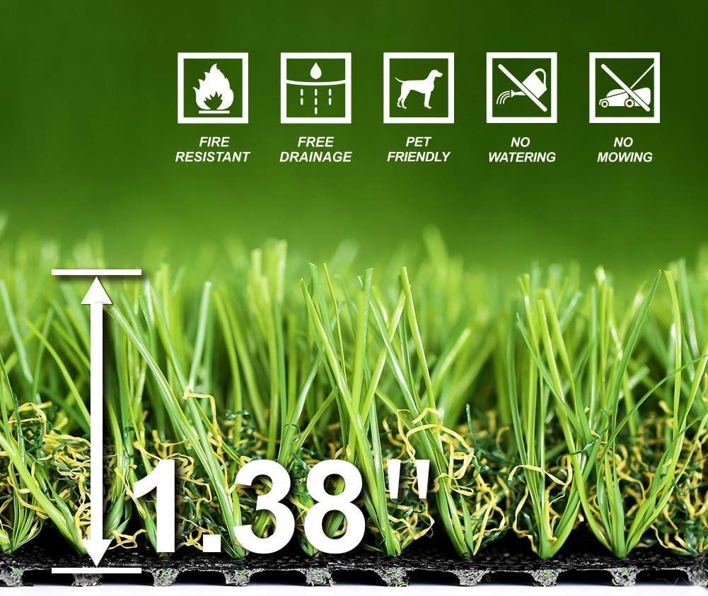 Deluxe Realistic Artificial Grass 4FTx6FT Drainage Holes Rubber gallery
