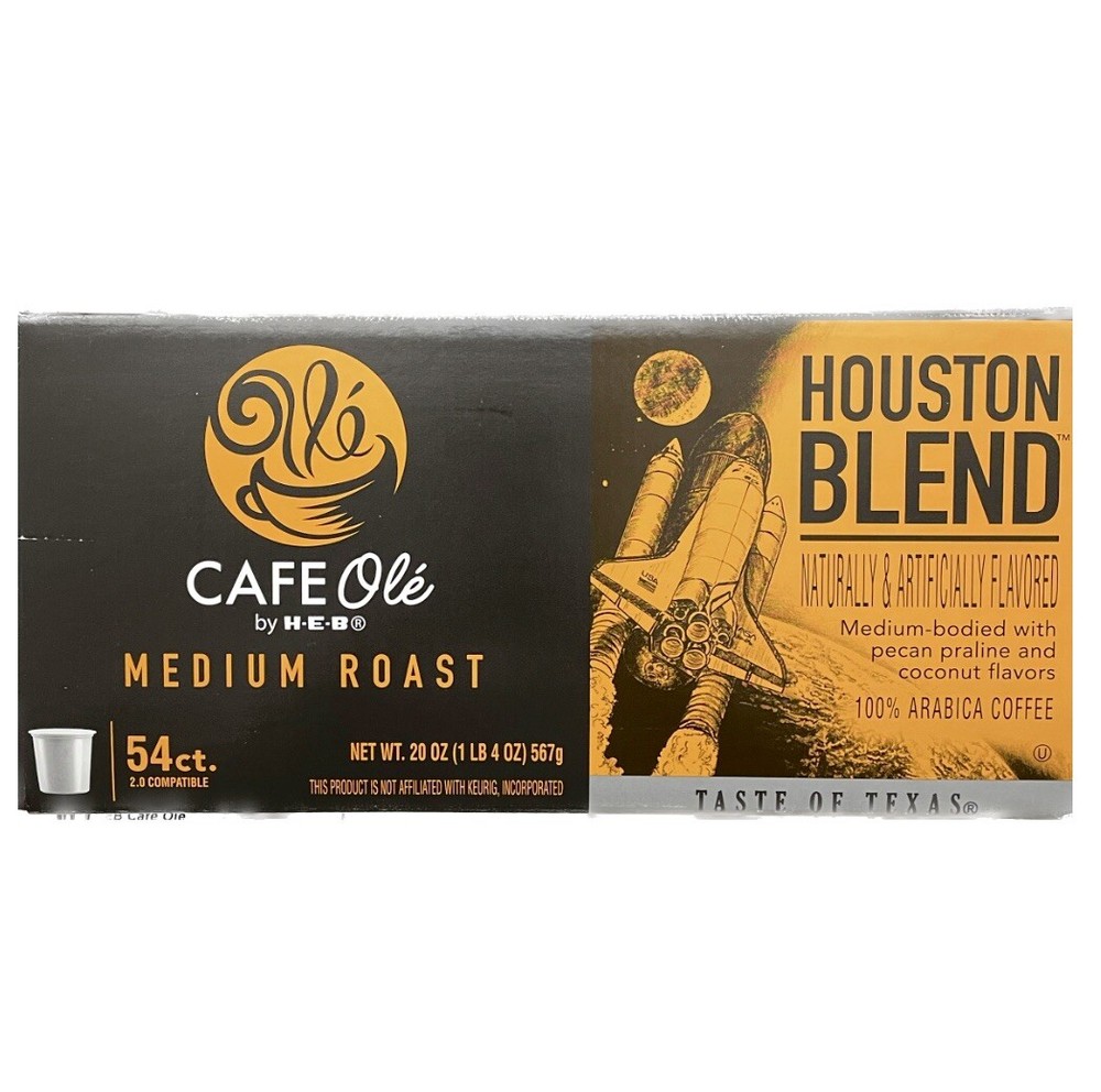 HEB Cafe Ole Houston Blend Medium Roast Single Serve K-cups 54 ct -Exp. 03/23/24