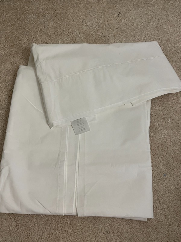 NWOT Casper 100% Cotton Percale Full Queen Flat Sheet White NEW gallery