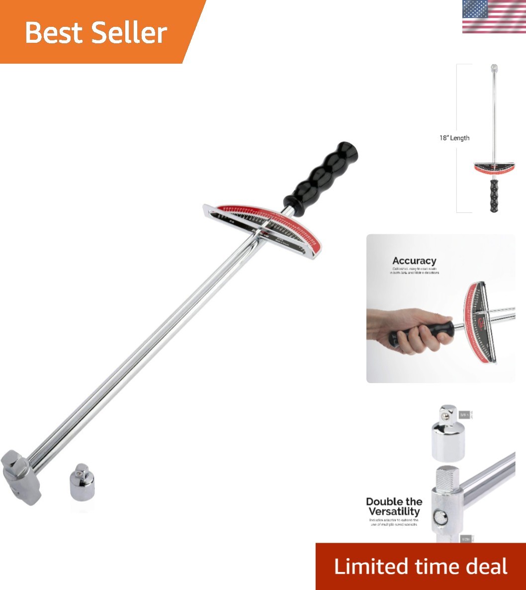 Durable 17” Beam Style Torque Wrench | 0-150 Ft-Lbs | SAE & Metric | Alloy Steel gallery