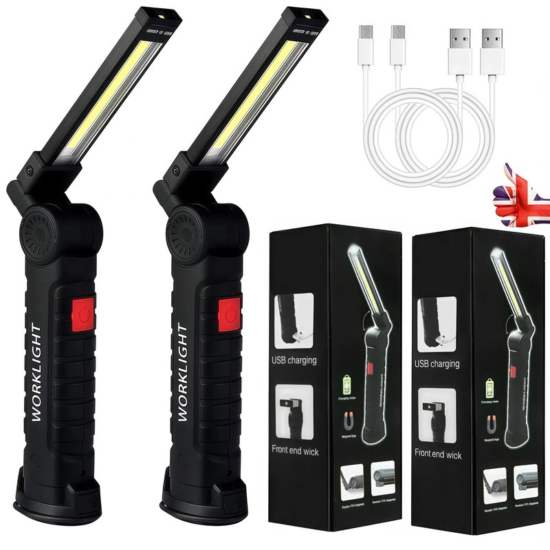 2PCS Work Light Rechargeable LED Magnetic COB Inspection Torch, Type-C Cordless gallery