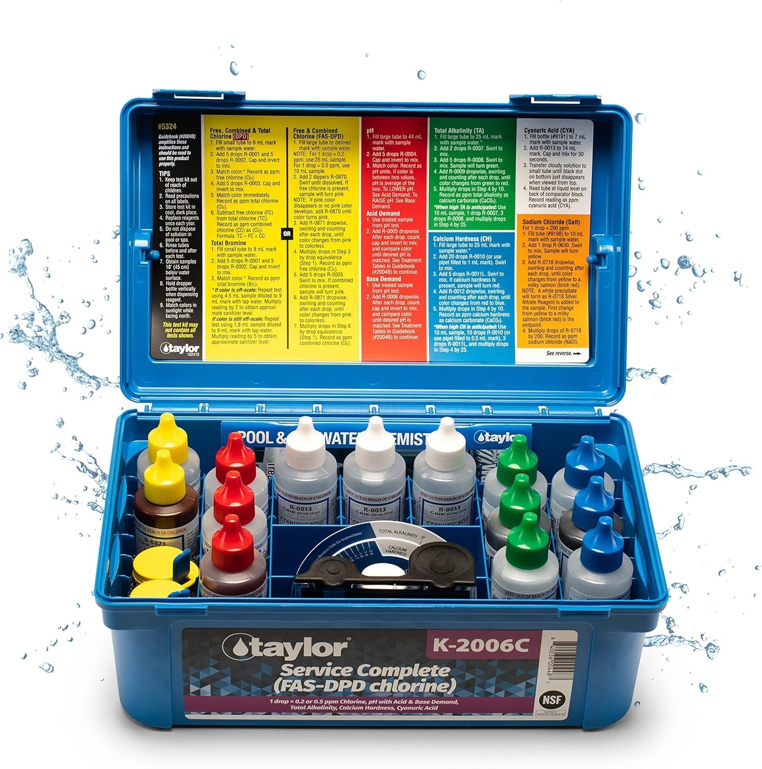 Taylor K-2006C Service Complete FAS-DPD Chlorine/Brom Pool Test Kit High Range gallery