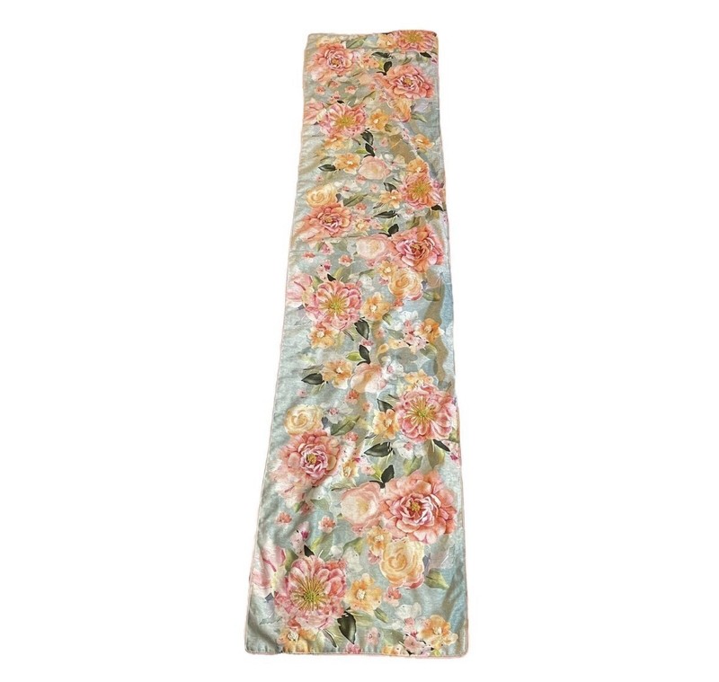 Nicole Miller Spring Floral Table Runner Spring Summer Roses Camellia 16x72 gallery