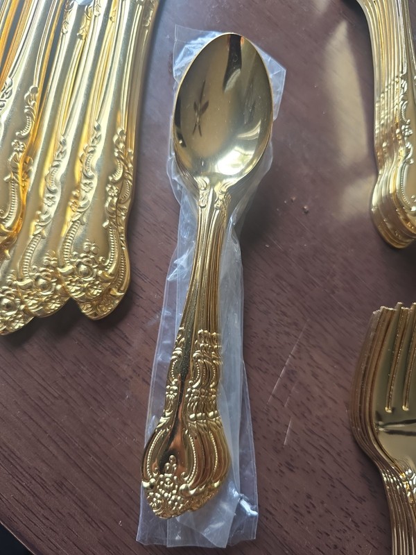 Gold Plated Flatware Set 40pc Baroque Floral Japan Dinner Forks Spoons Knives gallery