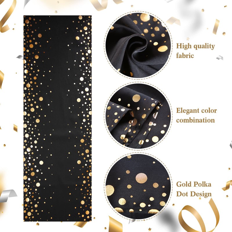 4 Pack Black and Gold Table Runner Decorations 12 x 108 Inch Sequin Rectangular gallery