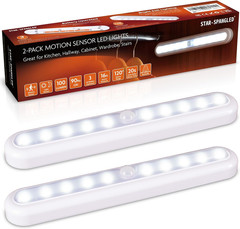 11” Motion Sensor LED Lights – Battery Operated, 2 Pack for Indoor Use