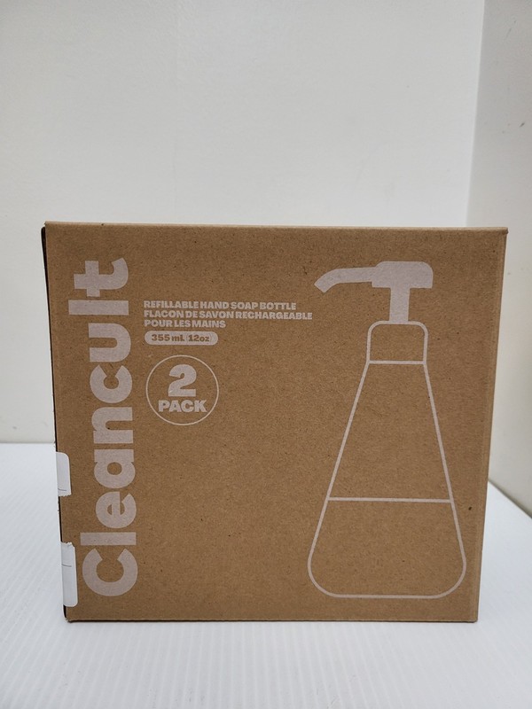 2 Pack - Cleancult Refillable Liquid Hand Soap 12oz Frosted Glass Bottle gallery