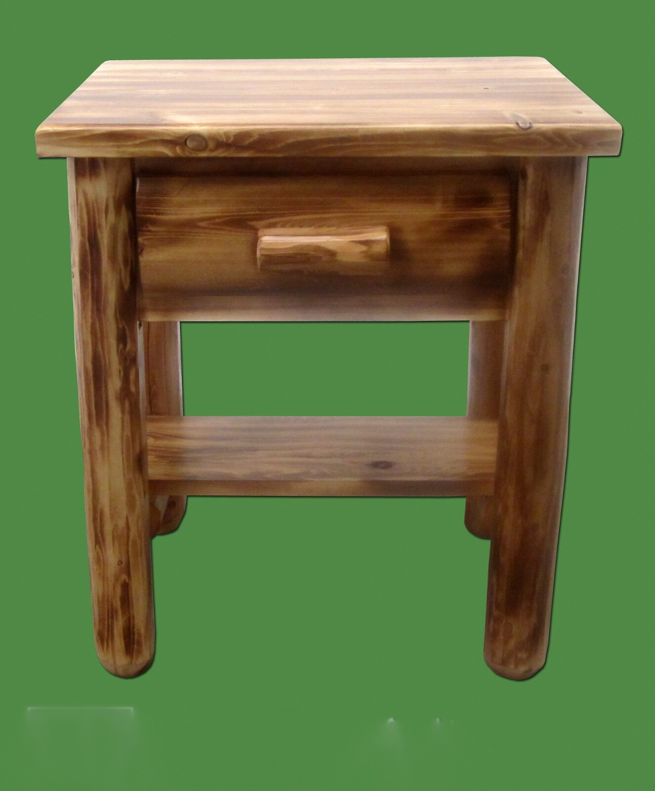 Northern Torched Cedar Log Nightstand-Free Shipping/Solid Wood/Made in USA gallery