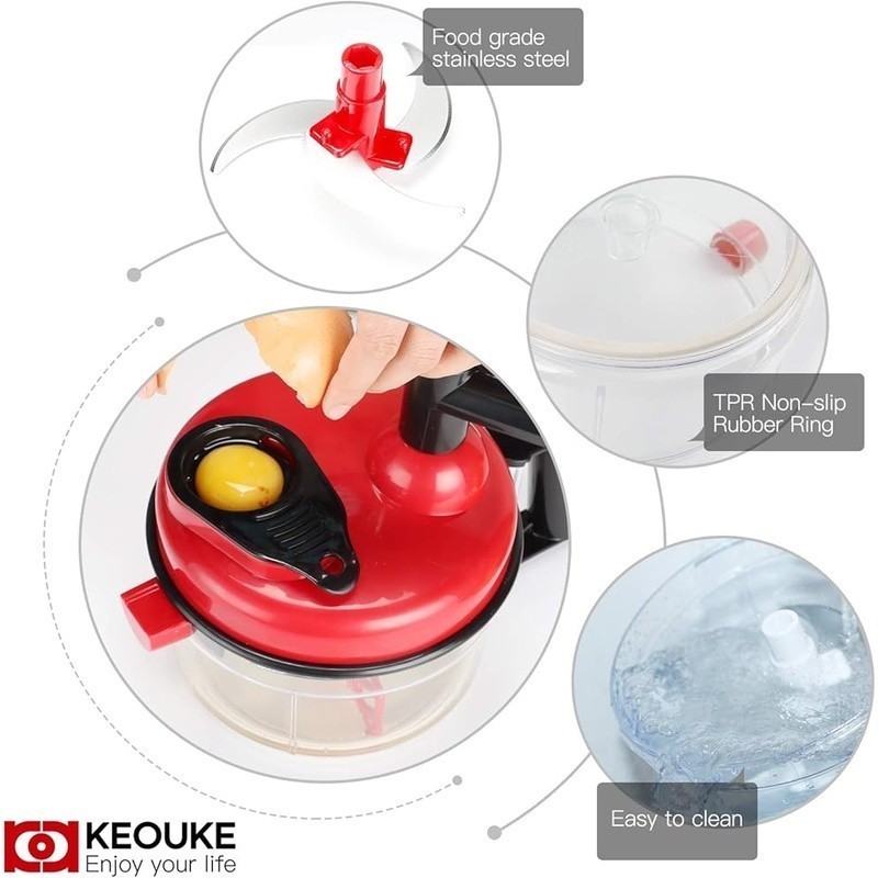 Hand Crank Food Processor Vegetable Chopper Multi-Functional Easy Clean Tool New gallery