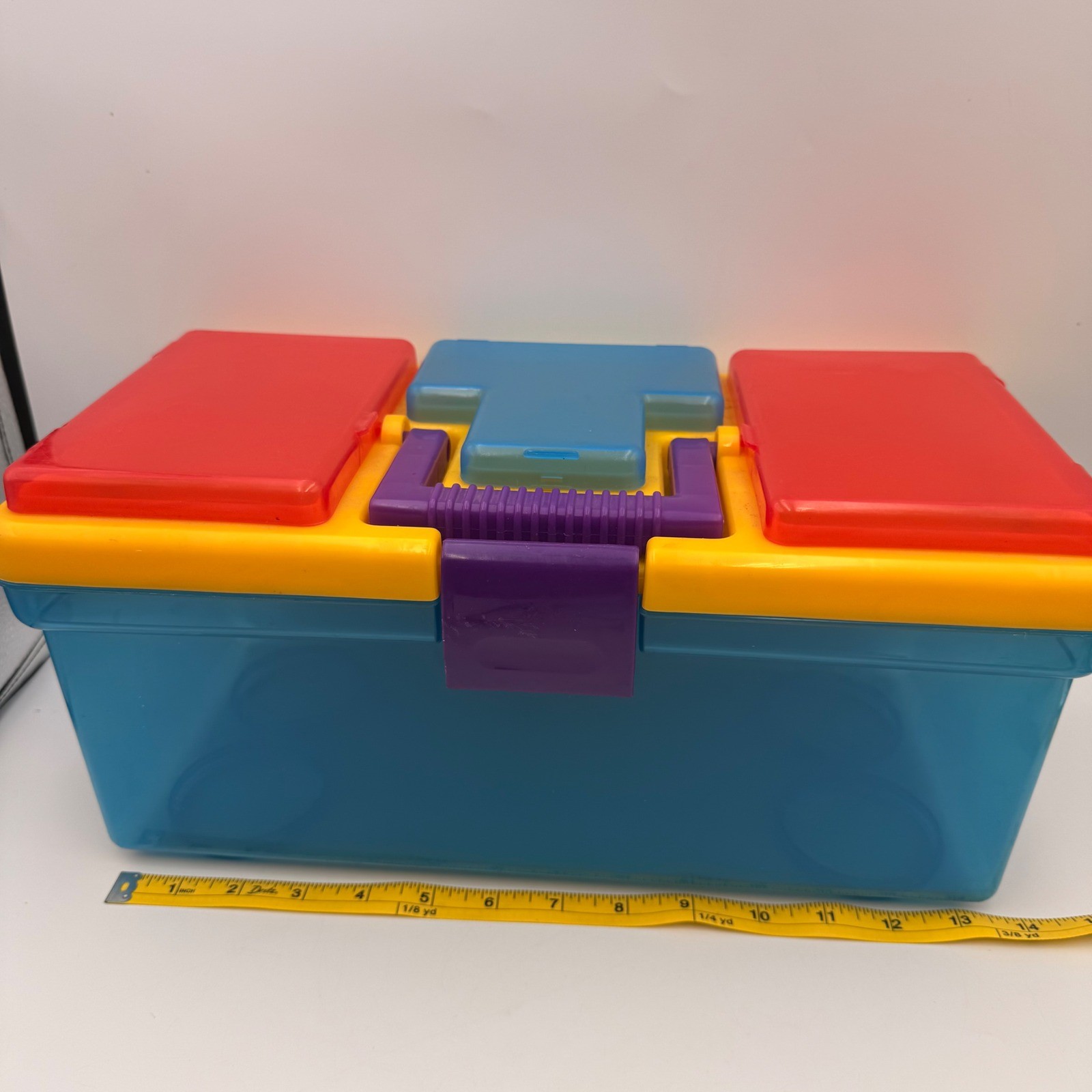 Vintage Style Primary Color Plastic Storage Box Craft Organizer Blue Yellow Red gallery