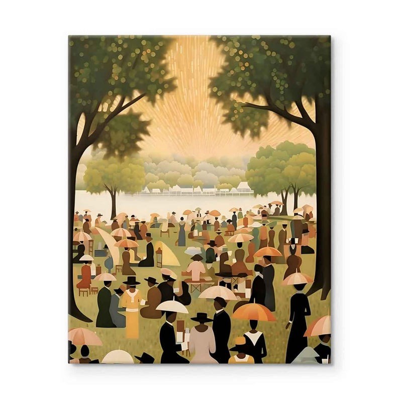 Juneteenth Celebration Canvas Wall Art: African American Retro Park Artwork
