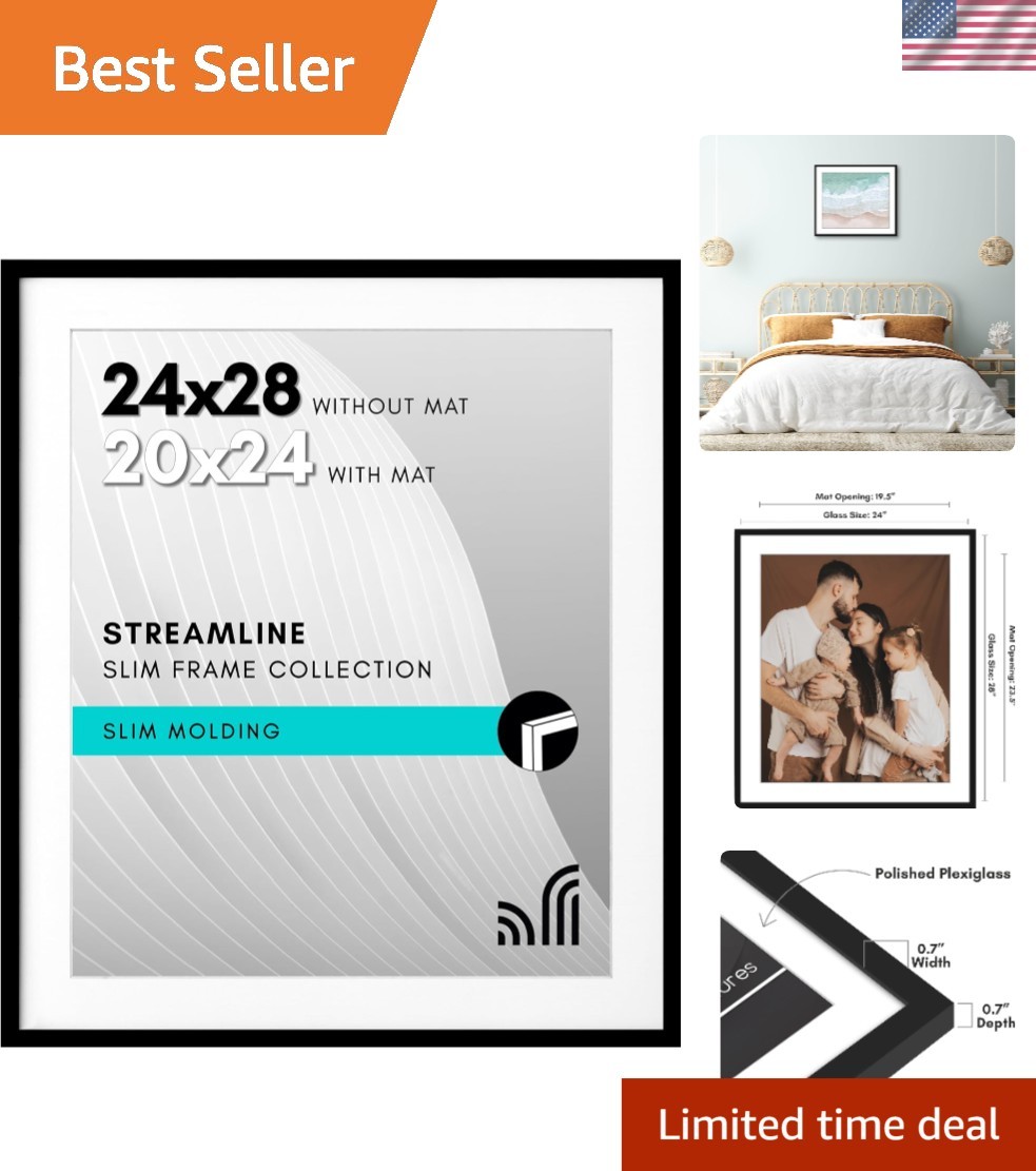 Stylish 24x28 Picture Frame in Black – Polished Plexiglass for Perfect Display gallery