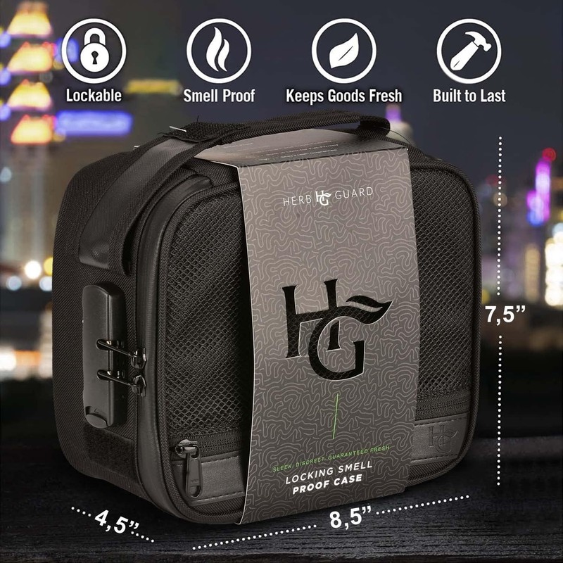 Large Smell Proof Bag & Case with Combination Lock (Holds Up to 3 Ounces) - inc gallery