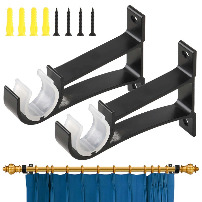 2-6Pcs Curtain Pole Rod Bracket Window Holder Aluminum Alloy Heavy Duty Hardware gallery