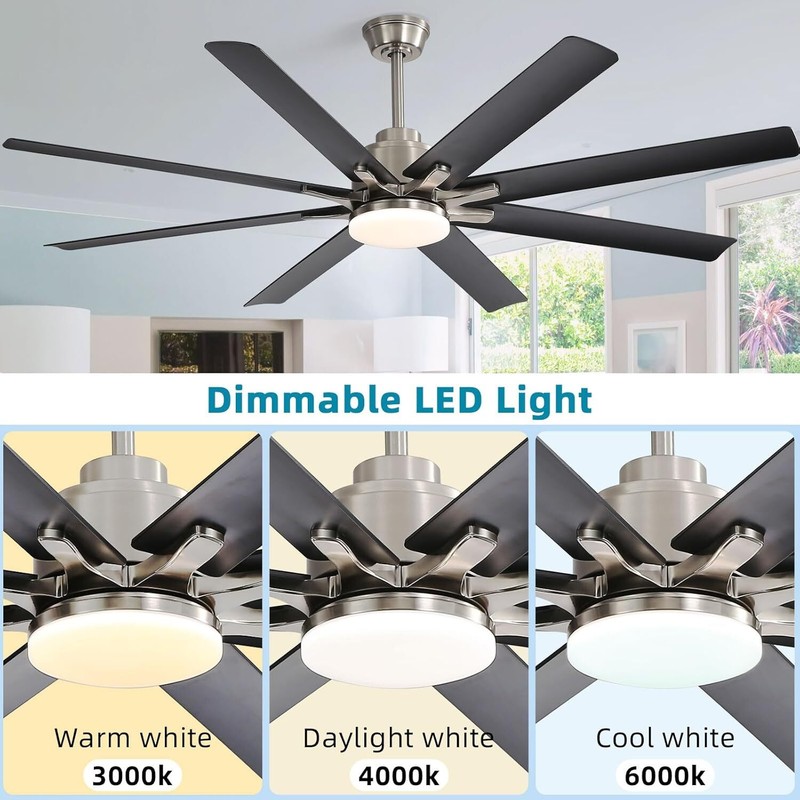 Extra Large 66'' Ceiling Fan & Light APP Remote Control 8-Blades Cooling Modern gallery