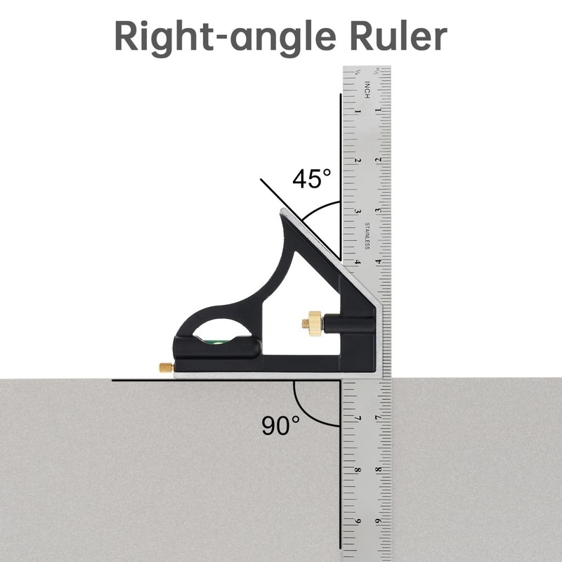 12" Adjustable Sliding Combination Tri Square Ruler & Protractor Level Measure gallery