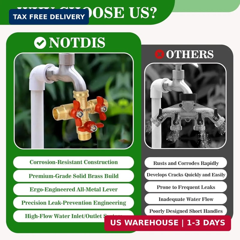 3 Way Hose Splitter, Solid Brass High Volume 3 Way Hose Splitter Valve with Meta gallery