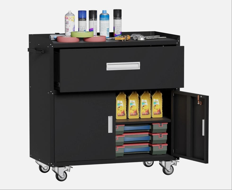 Cofar Metal Garage Storage Cabinet With Wheels, Lockable Tool Cabinet Shelves gallery