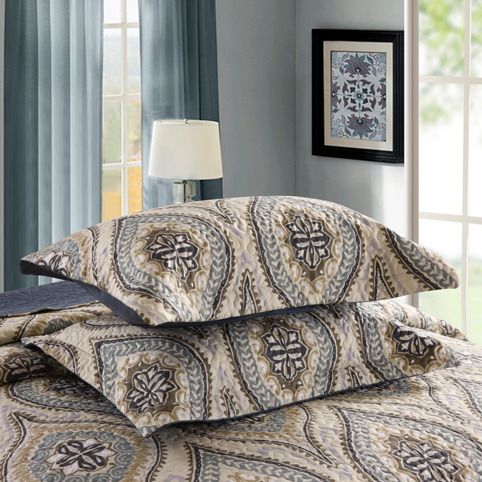 3Pc Quilt Bedspread Sets Bedding Coverlet Bedroom Floral Queen King Size, Joniy gallery