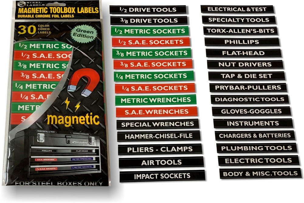 Magnetic Tool Chest Drawer Labels for Craftsman & Mechanics Organize your Tools