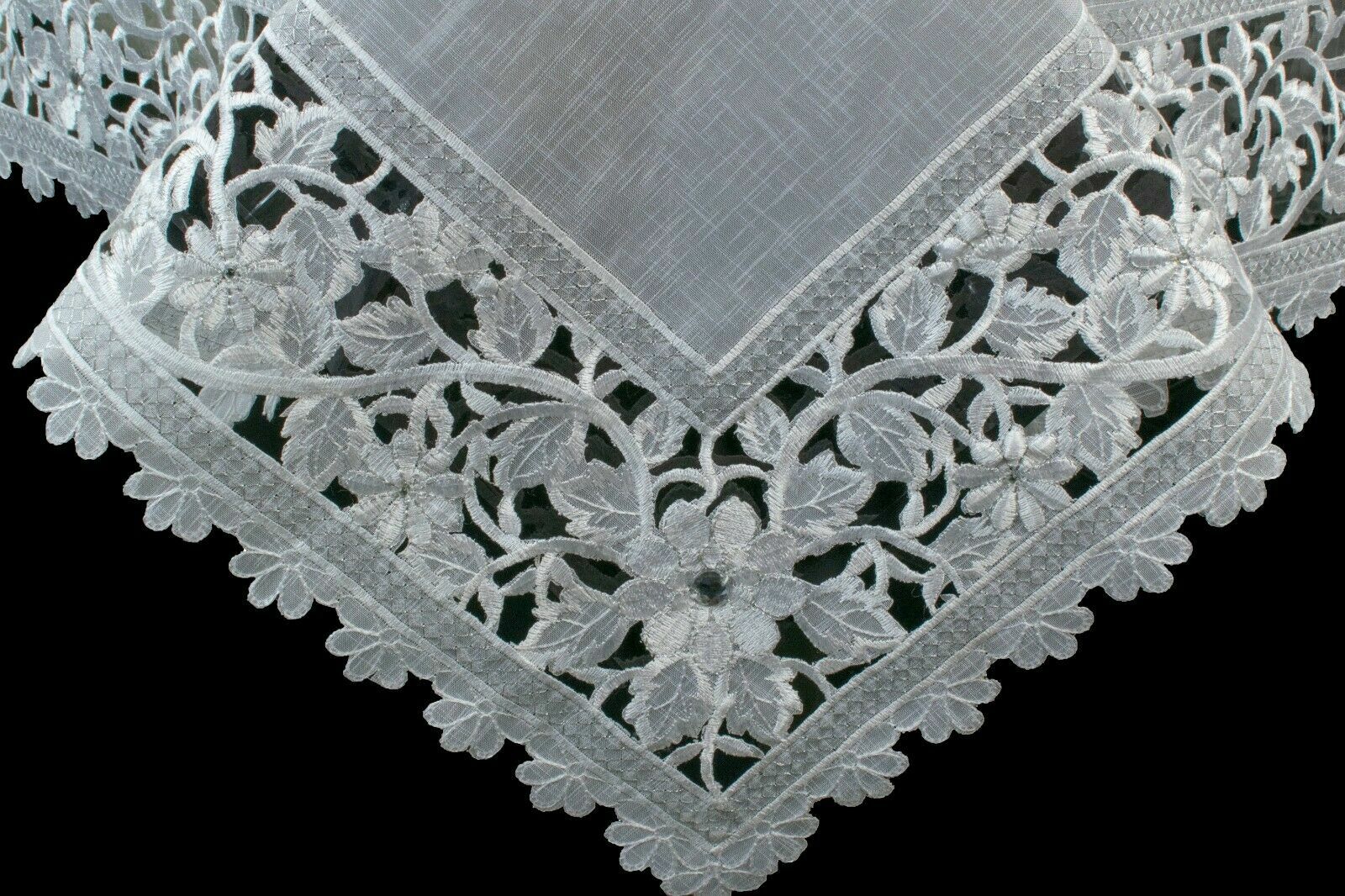 54x72'' White Silver Embroidery Rhinestones Organza Tablecloth Napkins Wedding gallery