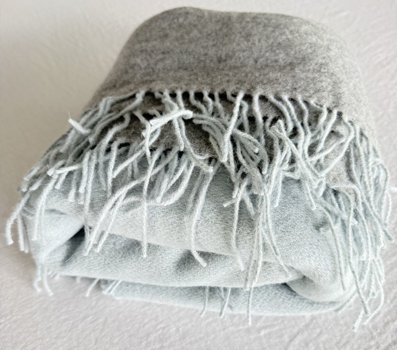 Alicia Adams Alpaca Striped Throw Blanket Pale Blue Gray Cream Alpaca Wool Blend gallery