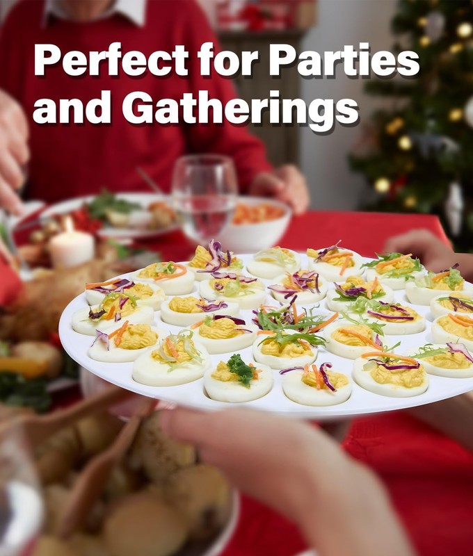 PAHTTO Deviled Egg Platter 2PACK with 24 Slot Each 12inch Diameter Portable gallery