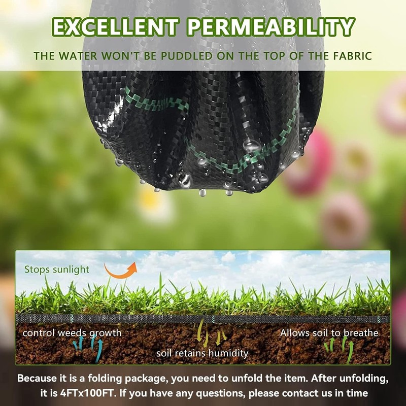 Durable 4FTx100FT Weed Block Fabric - Effortless Installation & Long-Lasting Use gallery