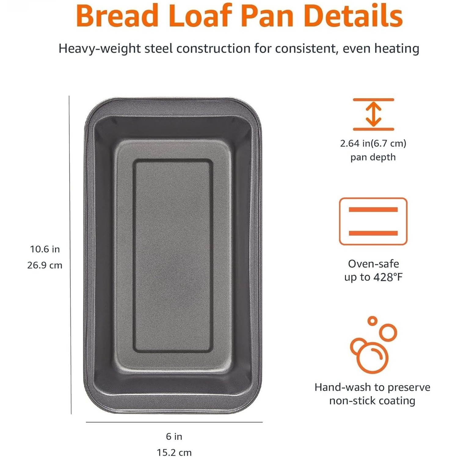 6 Pack Bread Loaf Pans 9.5 x 5 Inch Heavy Duty Steel Baking Mold Pans Oven Safe gallery