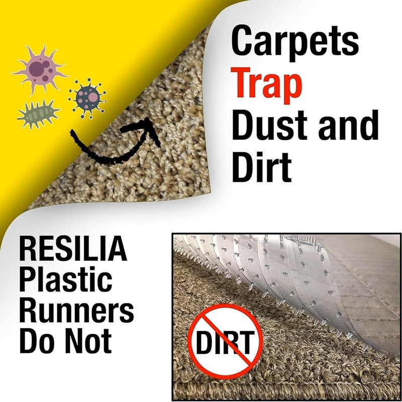 Low-Pile Carpet Runner - Non Slip Carpet & Rug Protection, Washable Clear Vin... gallery