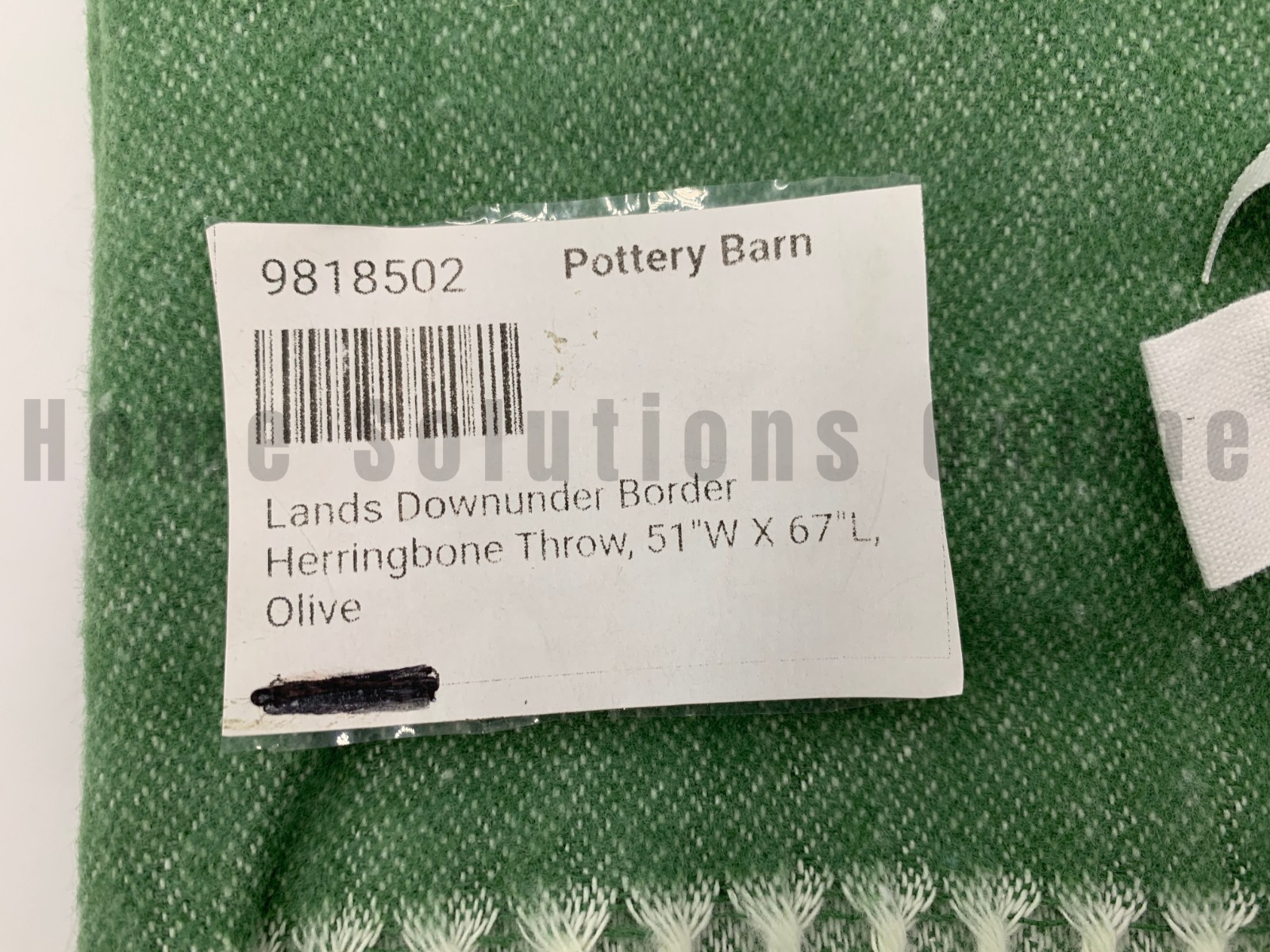 Pottery Barn Lands Downunder Border Herringbone Throw Blanket Olive 51" #S4052 gallery