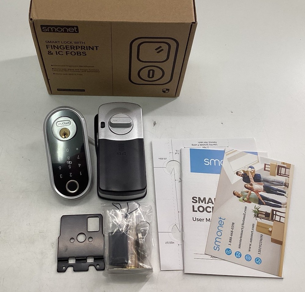 Smonet Smart Lock With Fingerprint & IC Fobs Works With Alexa & Google