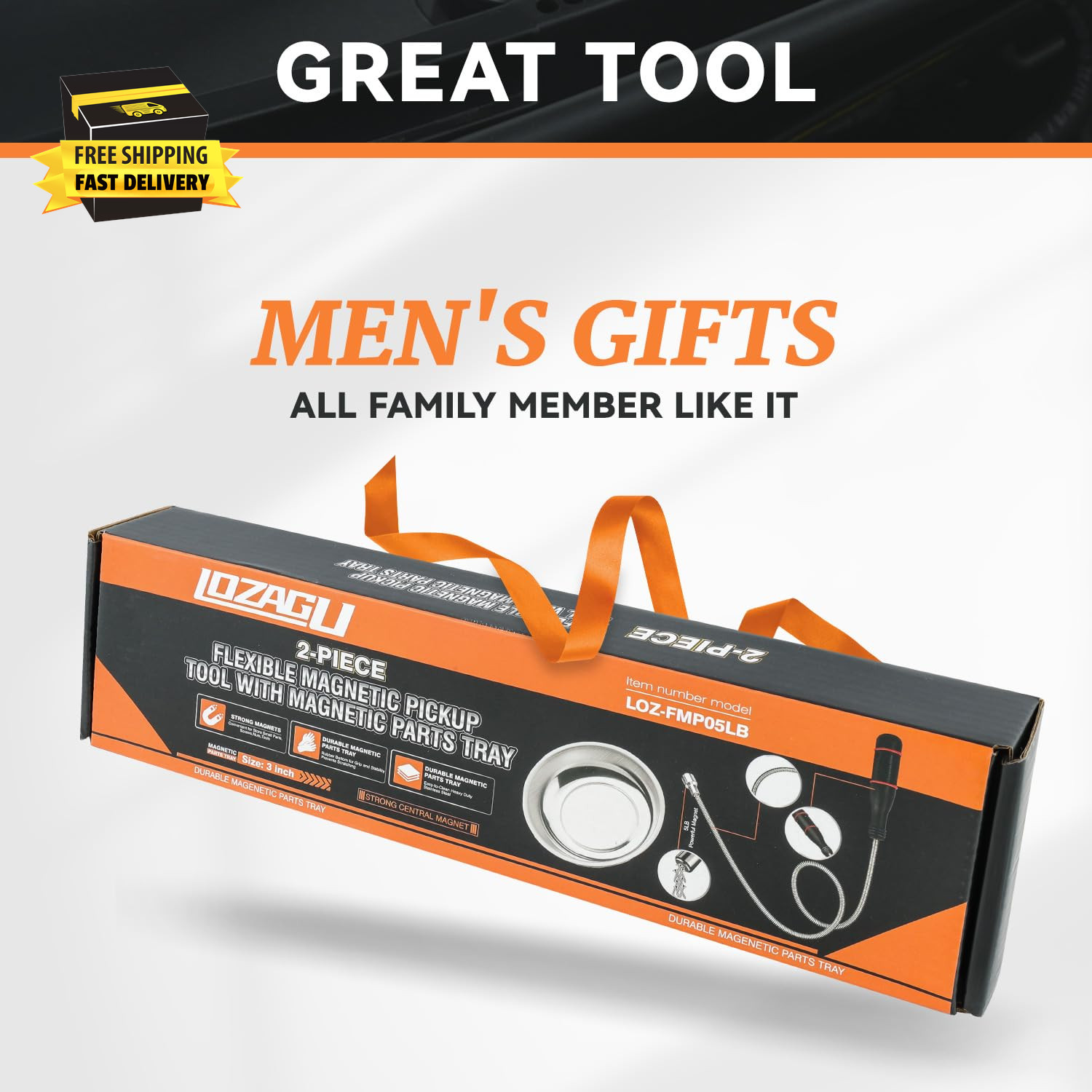 Flexible Magnetic Pickup Tool with Magnetic Parts Tray, 5LB Pull Force, 24” Bend gallery