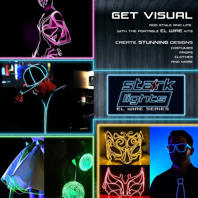 Neon LED Light Glow EL Wire + Control String Strip Rope Tube Decor - 3.2mm Thick gallery