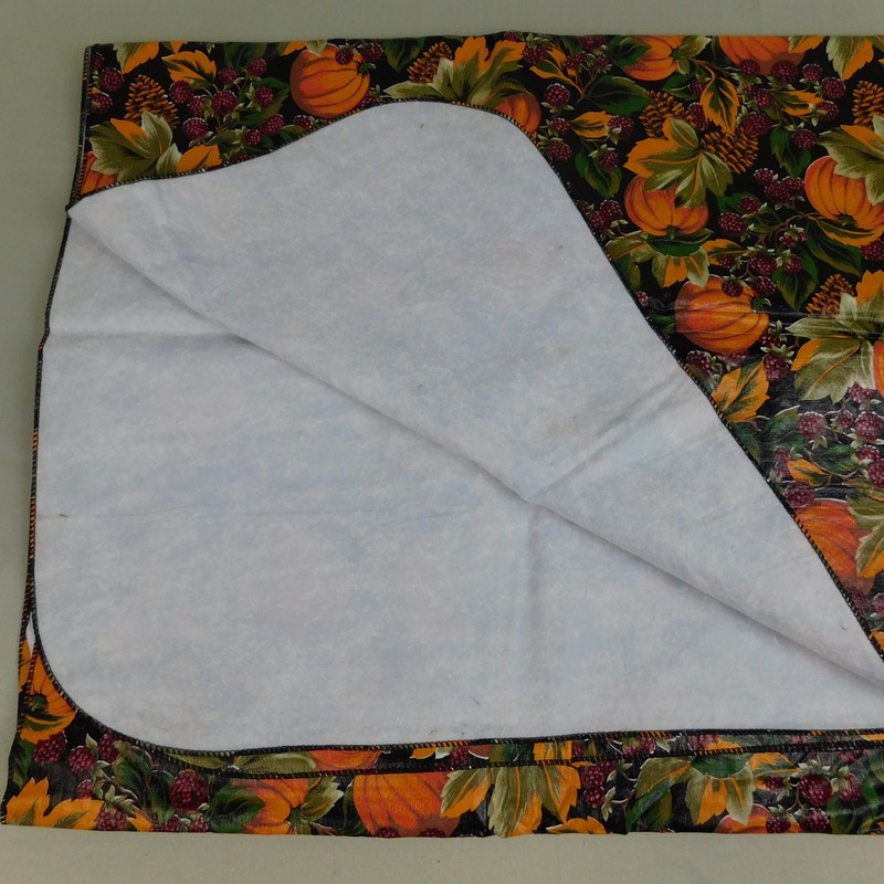 90s Fall Harvest Pumpkins Flannel Back Vinyl Tablecloth 52" x 90" Oblong #1204 gallery