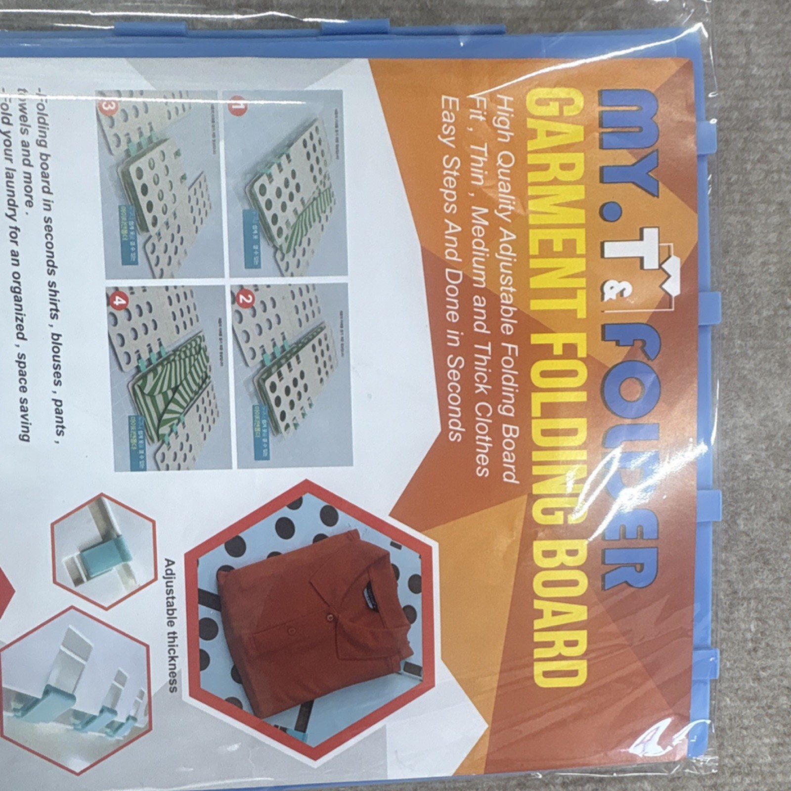 MY. T FOLDER Adjustable Plastic Garment Folding Board Blue Clothes Organizer gallery