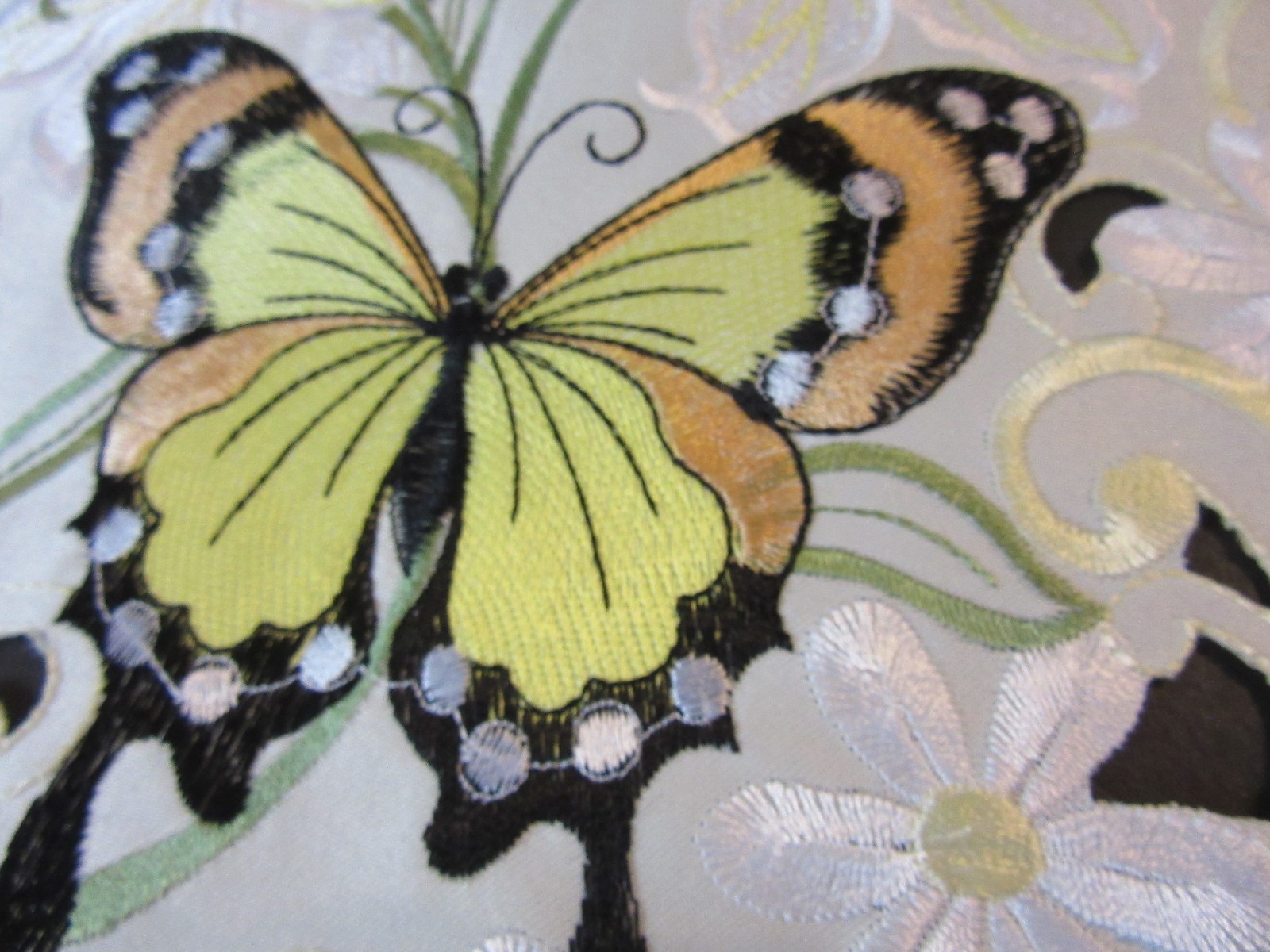 Floral Summer Spring Butterfly Table Runner Embroidered Cutwork 68" x 13" NWOT gallery