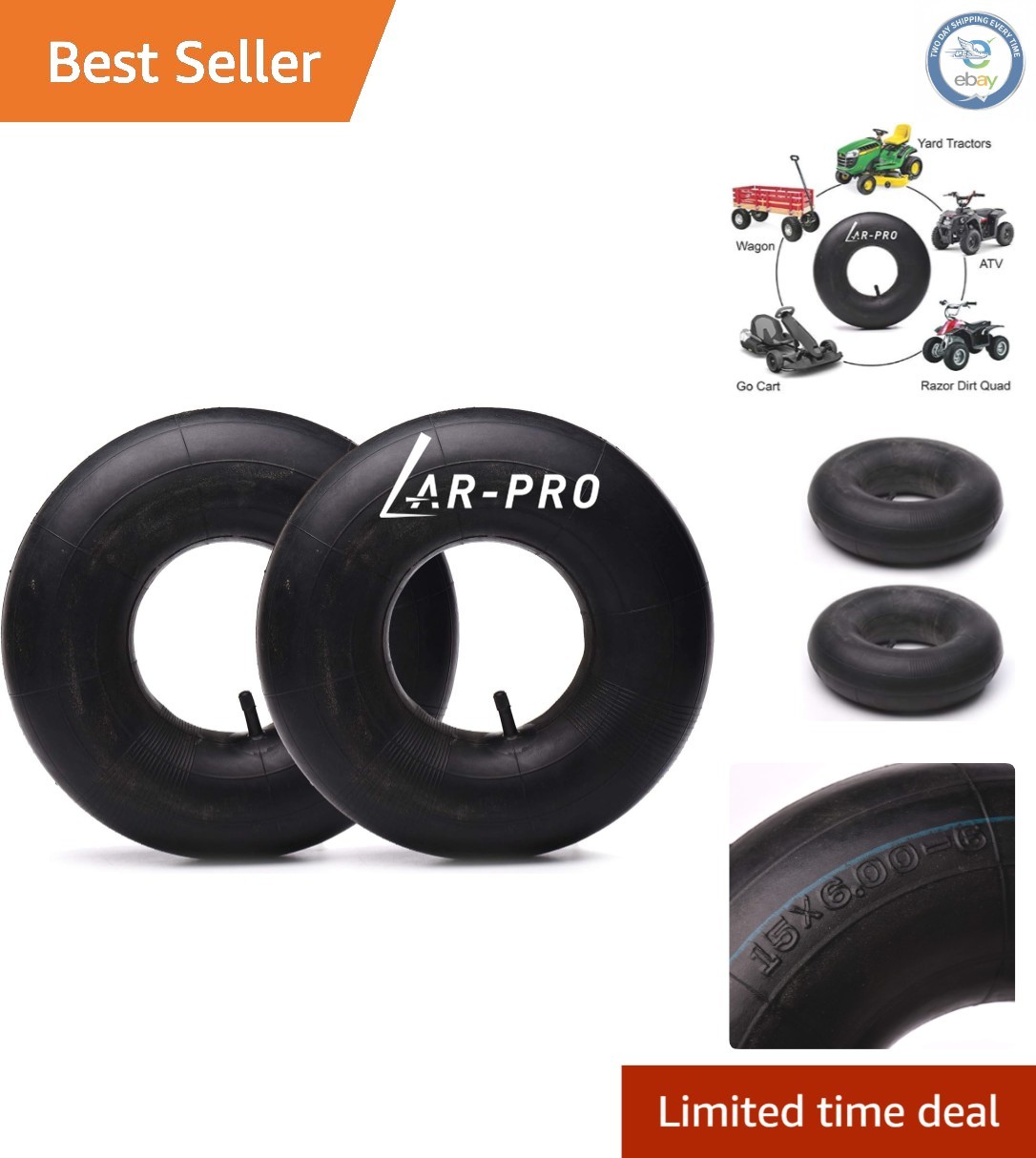 15x6.00-6 Inner Tubes - Heavy-Duty Replacement for Lawn Mowers & Wheelbarrows gallery