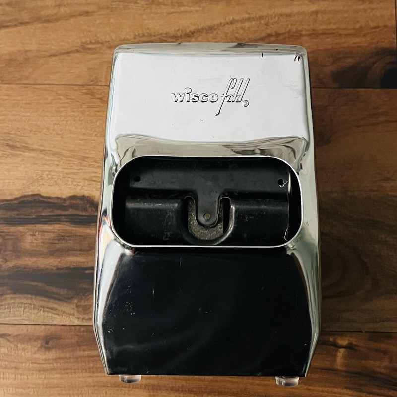 Napkin Holder Diner Double-Sided Black Chrome Metal Vintage Wiscofold USA gallery