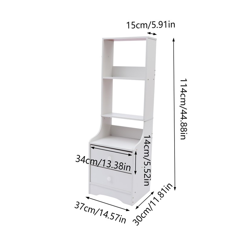 Modern White Nightstand Tall Bed End Table Bedroom Bedside Table with 2 Drawers gallery
