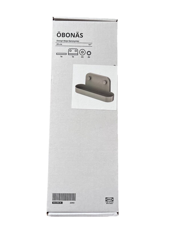 ÖBONÄS Wall shelf with suction cup, gray-green, 11 "x4 ¾ "x4" gallery