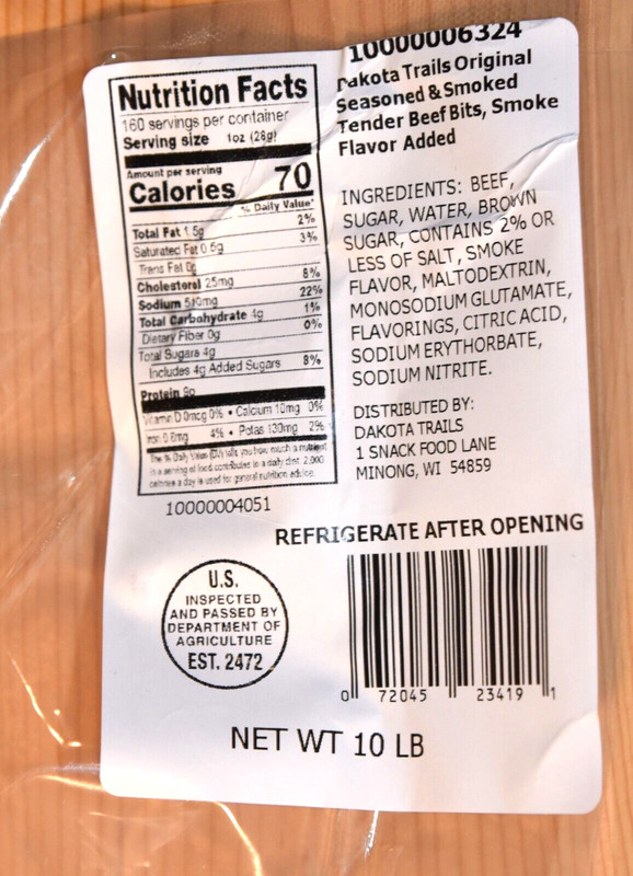 ORIGINAL Tender Beef Bits BULK 10 pounds Dakota Trails - Smokey Flavor gallery