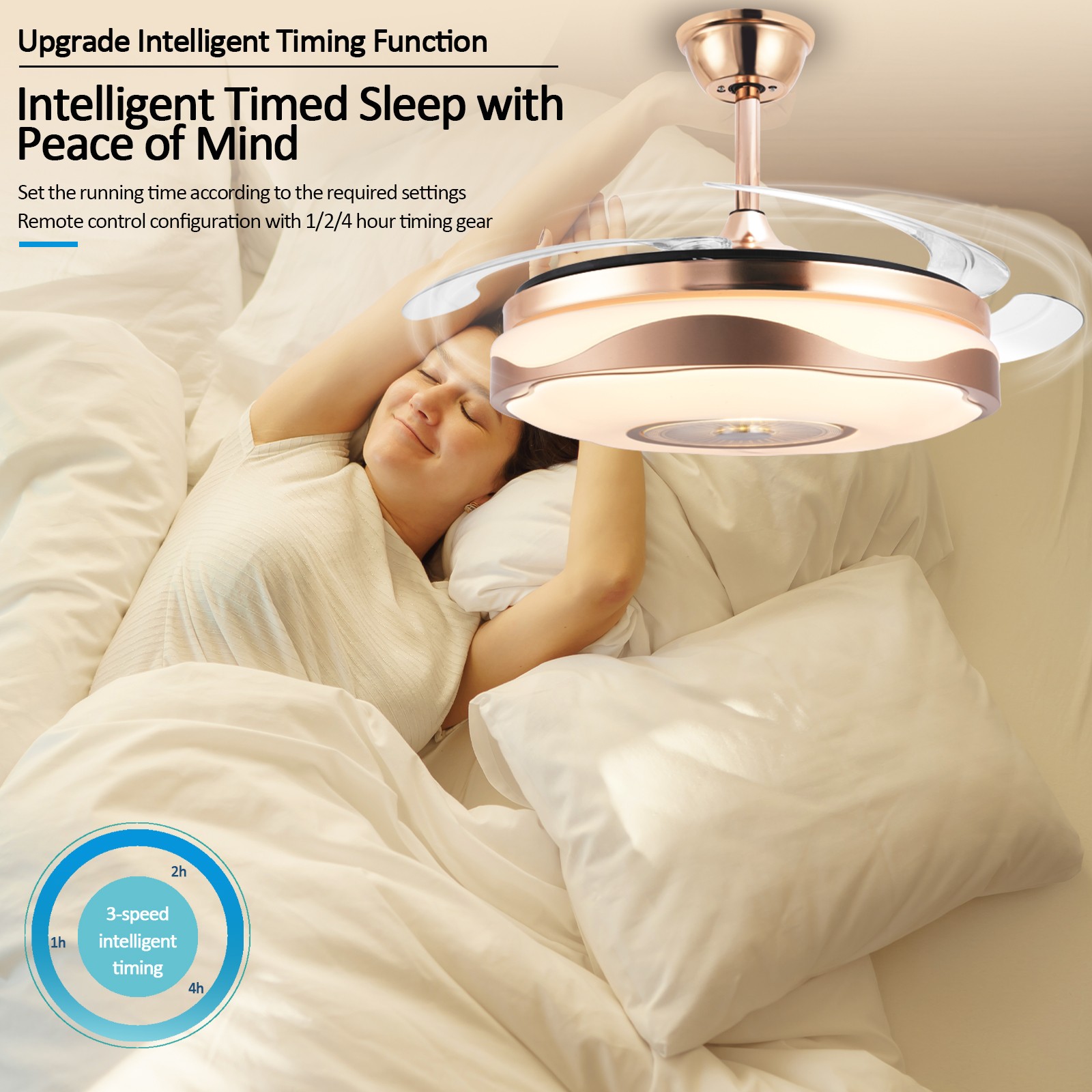 42in Retractable Ceiling Fan Light 6 Speed Remote Control Modern Fandelier gallery