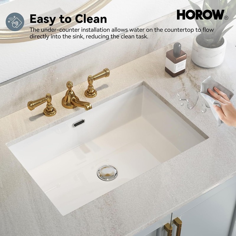Durable Rectrangle Undermount Ceramic Lavatory Vanity Bathroom Sink White gallery