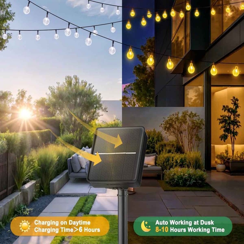 Outdoor Solar String Lights, 2 Pack 50 LED 23ft 8 Modes for Garden Yard Decor gallery